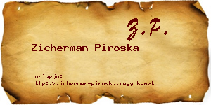 Zicherman Piroska névjegykártya